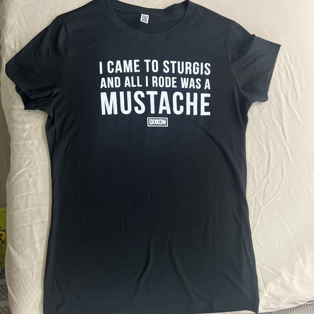 Dixxon Came To Sturgis, Rode A Mustache BLACK T-Shirt MEDIUM